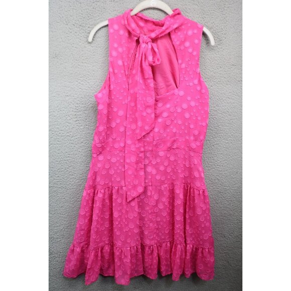 Eliza J. Pink Chiffon Cut Out Ruffle Dress-Size 12-Back Tie-Lined-Beachy - Picture 8 of 12